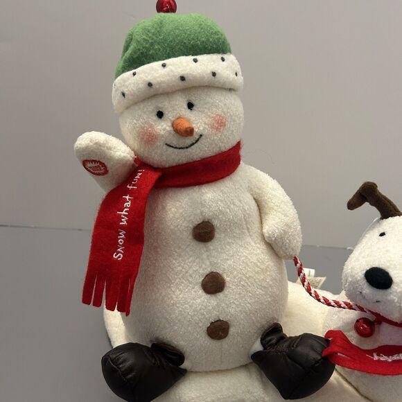 2004 Hallmark Jingle Pals Snowman & Dog Animated Musical Singing Plush - Tested - Picture 2 of 10